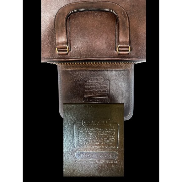 VTG Coach Handle Portfolio 5050 Mocha Leather Brass Early 80s NYC Glue In + Tag - Picture 6 of 8